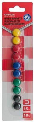 Office Products Magnesy do tablic okrągłe, średnica 15mm, 10szt., blister, mix kolorów 20132112-99