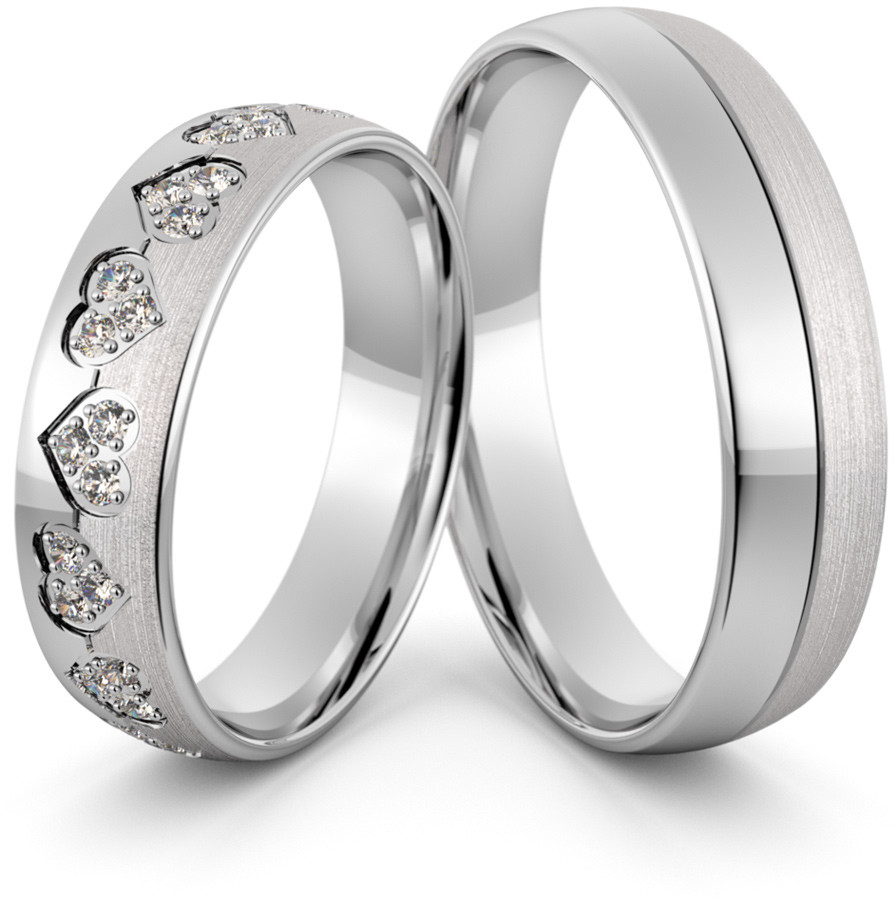 Eminence Obrączki srebrne z sercami i cyrkoniami - wzór Ag-414 Ag-414