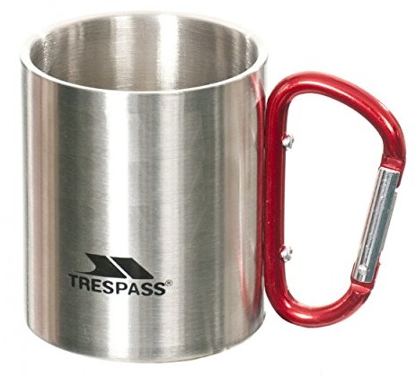 Trespass bruski kubek/kubek podróżny z karabińczykiem kempingowe, Silver, jeden rozmiar UUACMIJ30002_SILP001