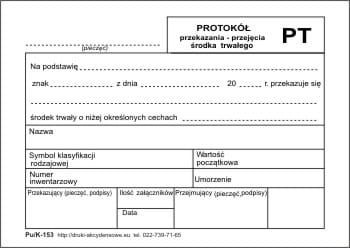 Firma krajewski Protokół przejęcia środka trwałego PT [Pu/K-153] 47152_0