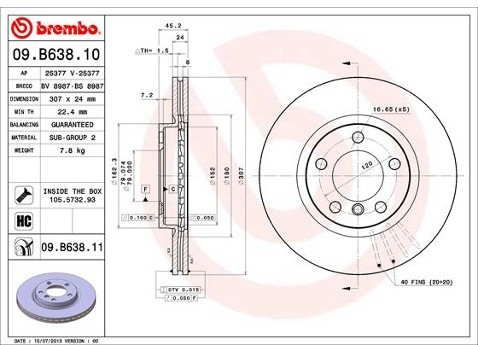BREMBO Tarcza hamulcowa 09.B638.11