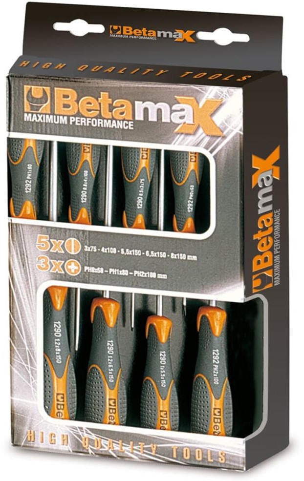 Beta Tools Zestaw 8 wkrętaków 1293/D8, stal, 012930403