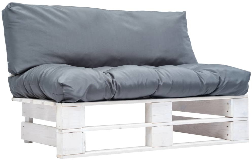 vidaXL Sofa ogrodowa z palet z szarymi poduszkami, sosna FSC