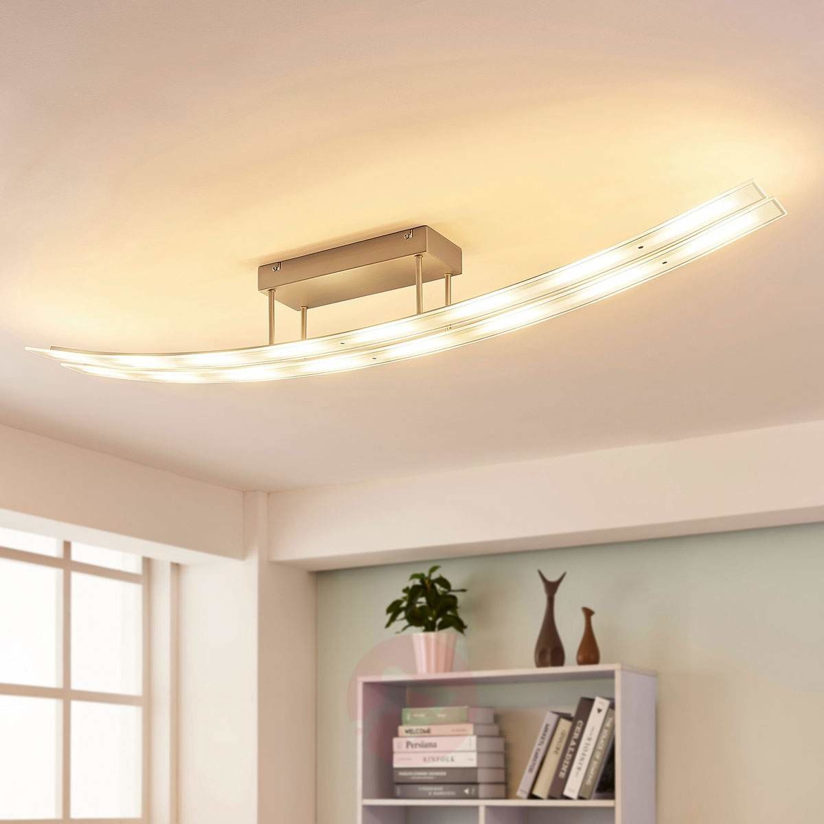 Lindby Nowoczesna wydłużona lampa sufitowa ze stali wraz z diodą LED i ściemniaczem - Jarda