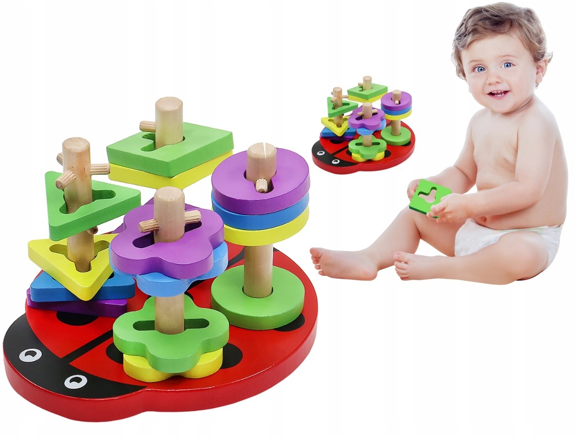 Sorter Drewniana Układanka Logiczna Zręcznościowa