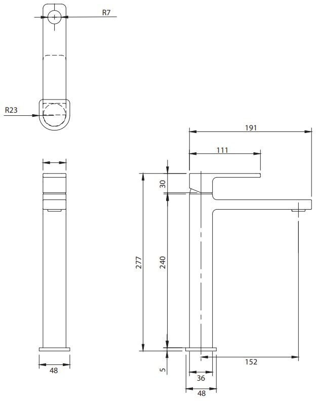 Omnires Baretti Bateria umywalkowa wysoka czarny mat BA7812BL