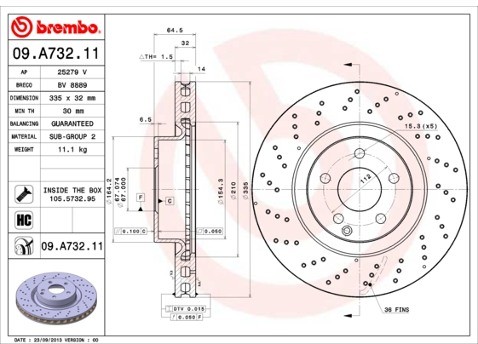 BREMBO Tarcza hamulcowa 09.A732.11