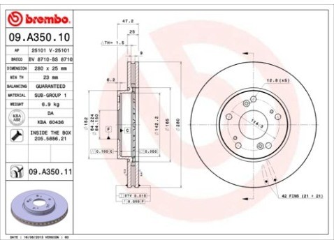 BREMBO Tarcza hamulcowa 09.A350.11
