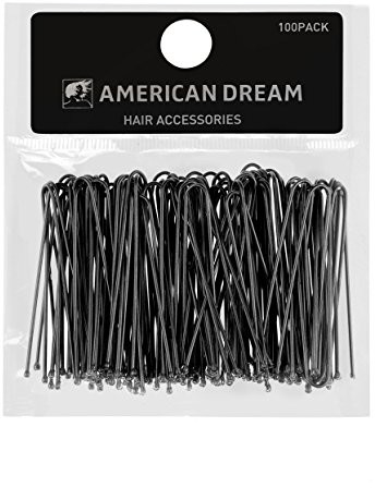 American Dream Pack of 100 X spinki do włosów  czarna  gładkie  2 inch/5 cm długość, 1er Pack (1 X 60 G) AD/T/PIN/STR/2/BLK/100PK