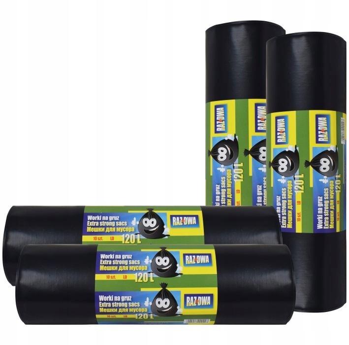 Worki Na Gruz 120L Czarne - 10 Sztuk