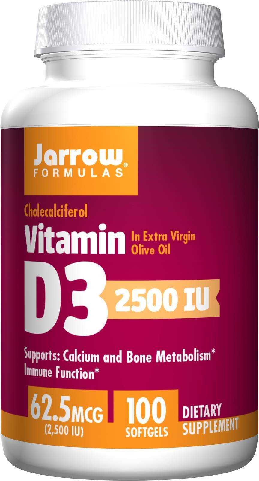 Jarrow Formulas Witamina D3 2500 IU (100 kaps.)