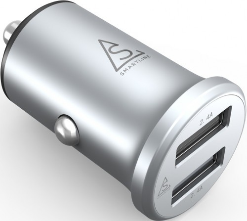Holdit Smartline ładowarka samochodowa 4,8A aluminium 2xUSB srebrna