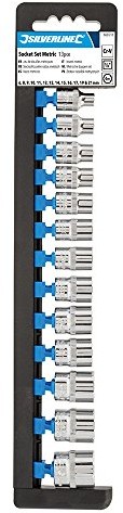 Silverline 868518 wkładki, metryczne, napęd 3/8 cala, 13-częściowy zestaw kluczy nasadowych 6  21 MM 868518