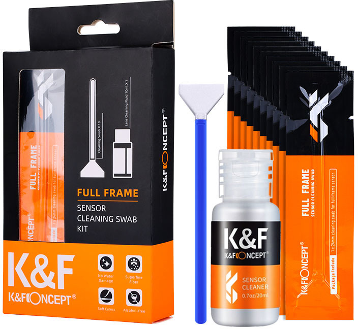 KF Concept Zestaw do czyszczenia matrycy pełna klatka (Full Frame) - K&F Concept (10x szpatułki 24mm + płyn) SKU.1617