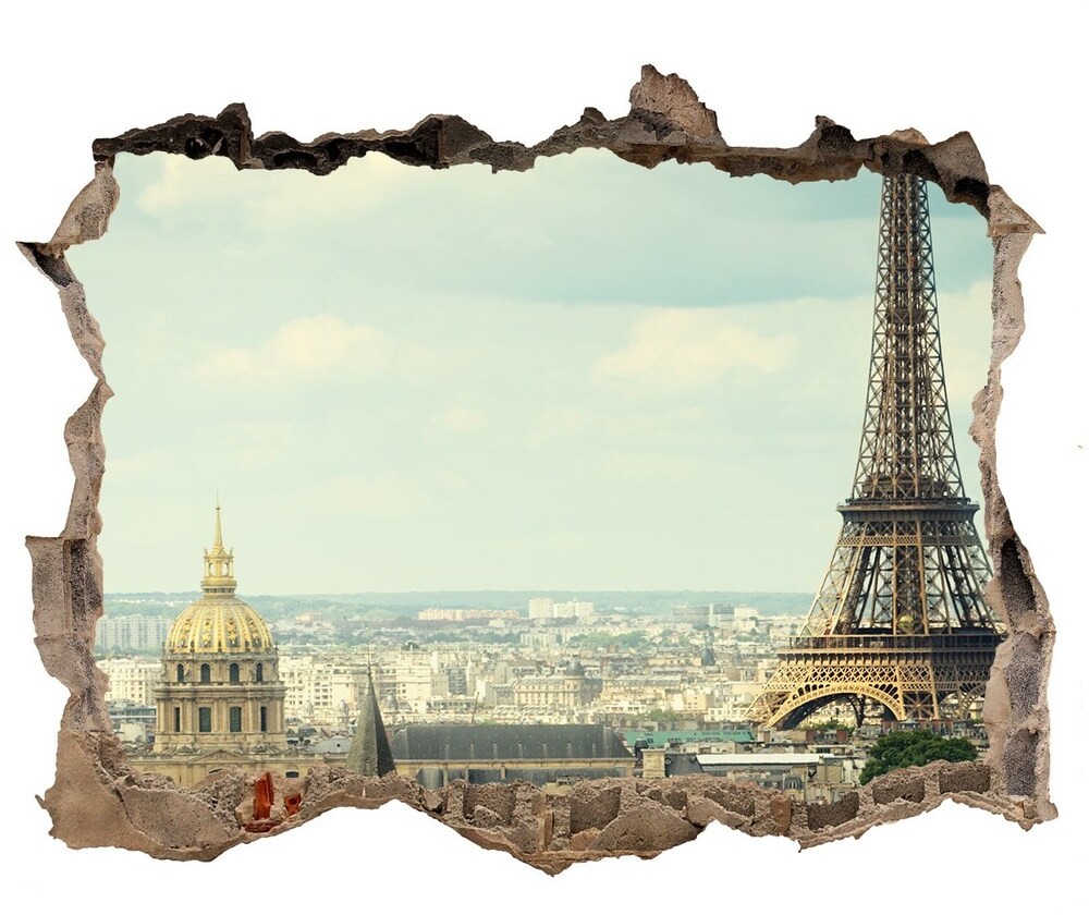 Wallmuralia.pl Fototapeta dziura na ścianę 3d Wieża Eiffla Paryż
