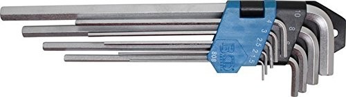 BGS , bardzo długie, od 1,5 do 10 MM, 9-częściowy zestaw wewnętrznych, 6-kątny-klucz kątowy, 808