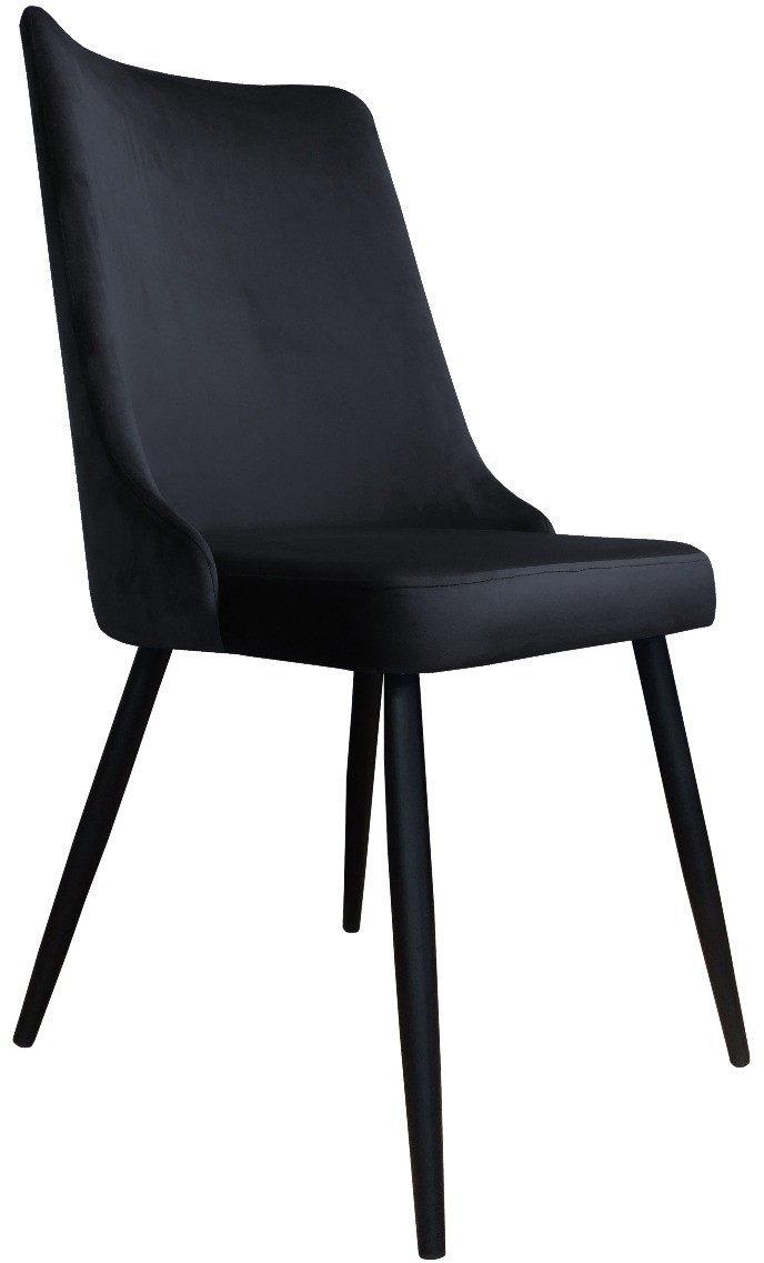 Atos Krzesło CYPRIAN VELVET czarne tapicerowane na czterech nogach VICTOR-MG19