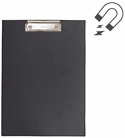 Maul płyta do pisania z powłoką foliową i 2 magnesami neodymowymi, tablica zaciskowa, DIN A4, samoprzylepna, szerokość zacisku 8 mm, czarna 23349-90