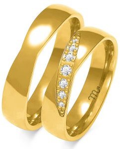 LOVRIN Złota obrączka ślubna 585 z diamentami grawerowana O-240-585