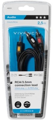 Vivanco Kabel Jack 3.5 mm 2xRCA 2.5m 46031) Jack 3.5 mm 2xRCA 2.5m 46031)