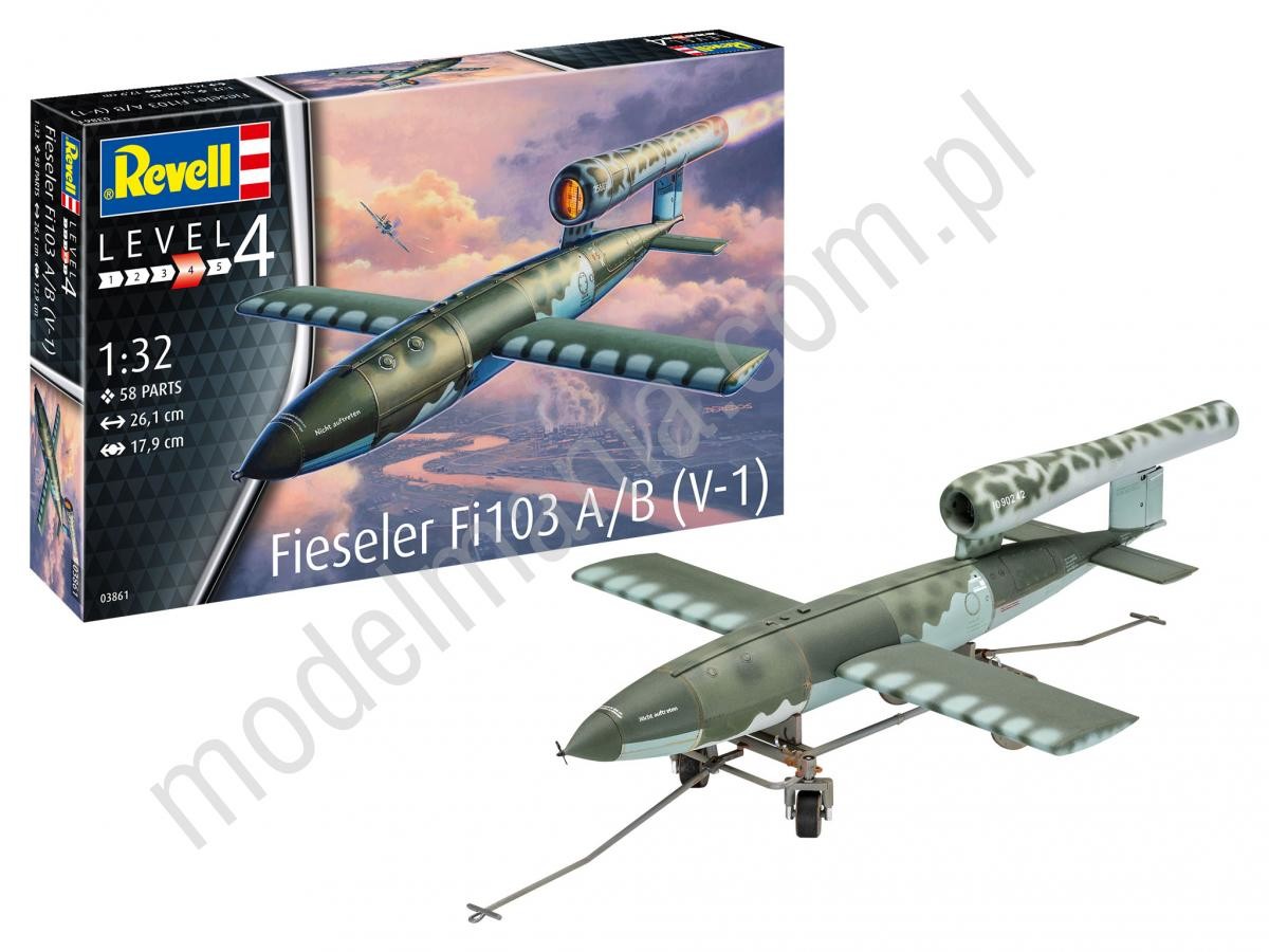 Revell Niemiecka latająca bomba Fieseler Fi103 V-1 (tz. rakieta), z farbami 63861