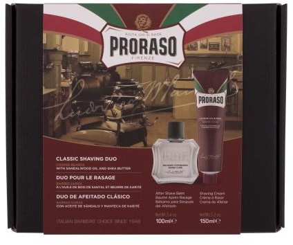 PRORASO Red Classic Shaving Duo zestaw Balsam po goleniu 100 ml + Krem do golenia 150 ml dla mężczyzn