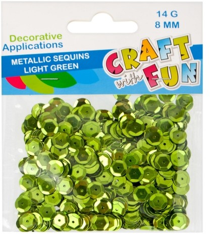 Craft with Fun Cekiny Metalc Guzik 8mm Jasna Zielen 40/400
