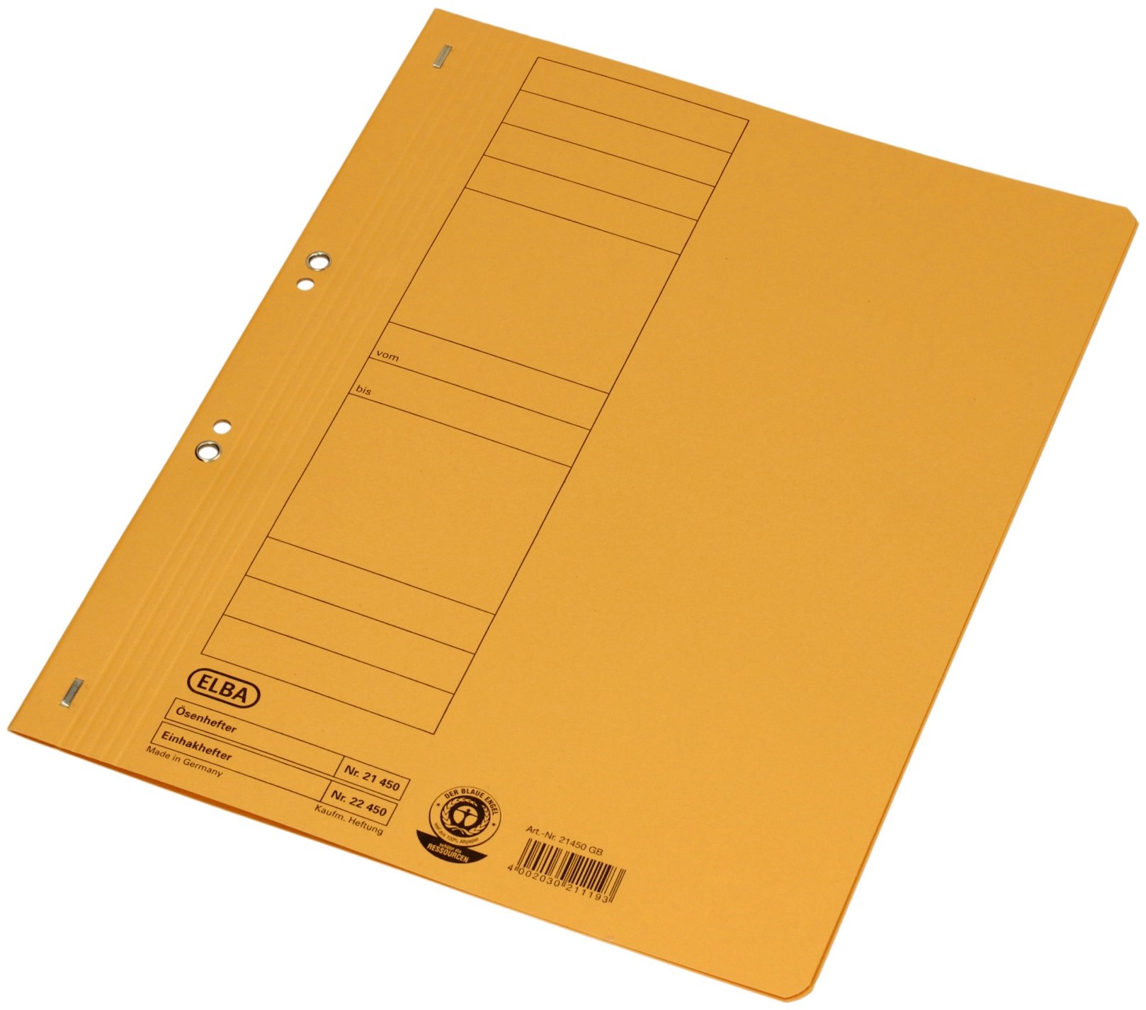 Elba Skoroszyt oczko A4 1/1 żółty 21450GB