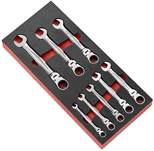 FACOM szczękowy jednostronny kluczy płasko-oczkowy z przegubem, pianka moduł z 8 cali Wymiary, 1 sztuki, modm.467fju8