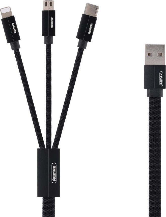 Фото - Кабель Remax Kabel USB  USB-A - USB-C + microUSB + Lightning 1 m Czarny (1573-7447 