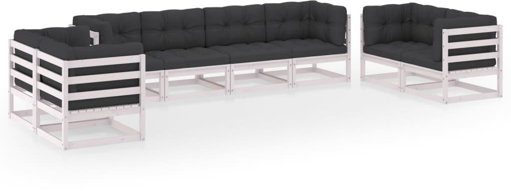 vidaXL 8-cz. zestaw wypoczynkowy do ogrodu, z poduszkami, lita sosna 3076510