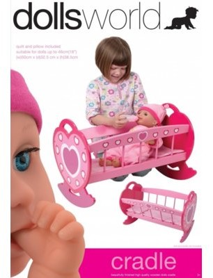Dolls World Drewniana kołyska dla lalek
