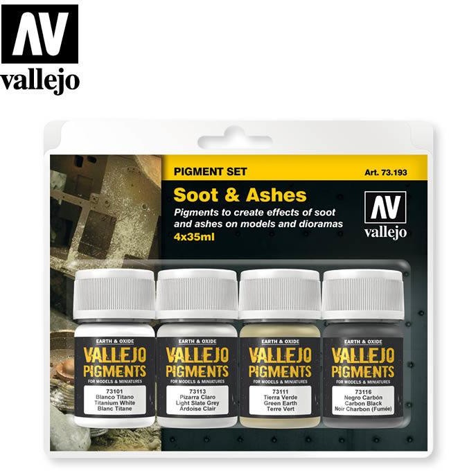 Vallejo Zestaw 4 pigmenty - 35 ml. Soot & Ashes Vallejo 73193