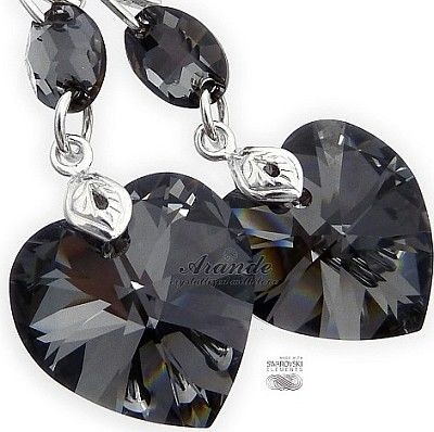 Swarovski Piękne Kolczyki Night Heart Gloss