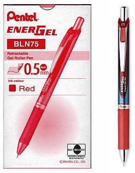 Pentel Długopis automatyczny BLN75 EnerGel czerwony