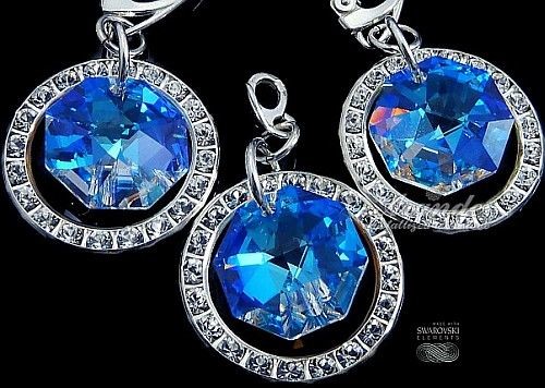 Arande SWAROVSKI ozdobne kolczyki+wisiorek BLUE AURORA 3475248323