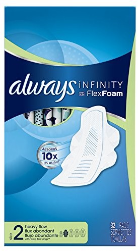 Always Zawsze nieskończoność Unscented Pads ze skrzydłami  Heavy Flow 32-count (Pack of 2) NA