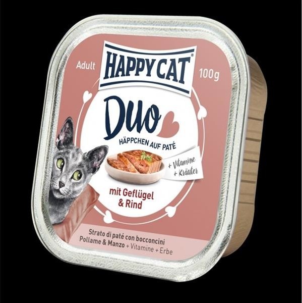 HAPPY CAT Deserówka Duo pasztet kurczak i wołowina 100g