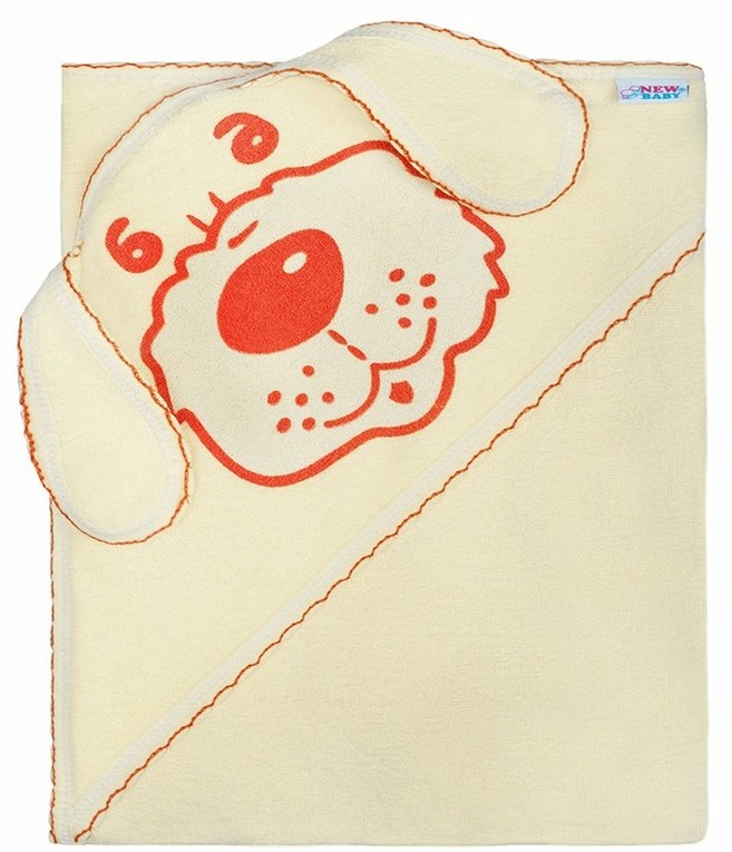 New Baby Ręcznik kąpielowy z kapucą Piesek beżowy, 100 x 100 cm