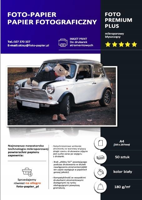 Papier Fotograficzny Błyszczący A4 180 g/m2 50szt