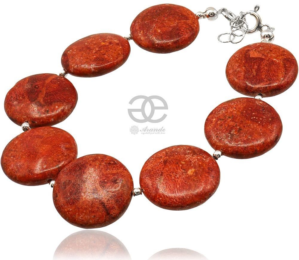 Arande Unikatowa bransoletka KORAL NATURALNY SREBRO 702074