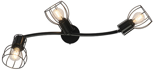 QAZQA Moderne langwerpige plafondlamp zwart 3-lichts - Botu