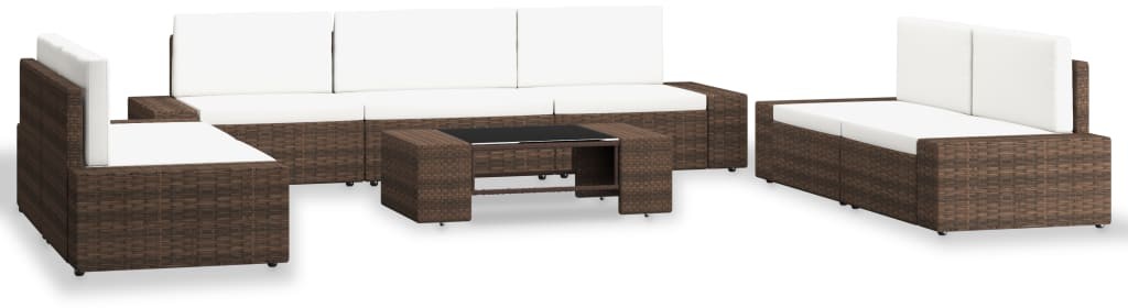 vidaXL 8-cz. zestaw wypoczynkowy do ogrodu, rattan PE, brązowy