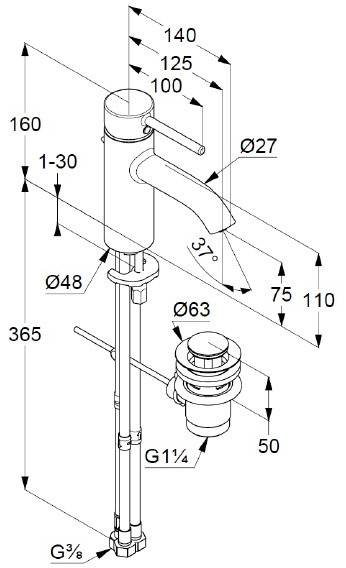 Kludi Bozz Bateria umywalkowa chrom 382770576