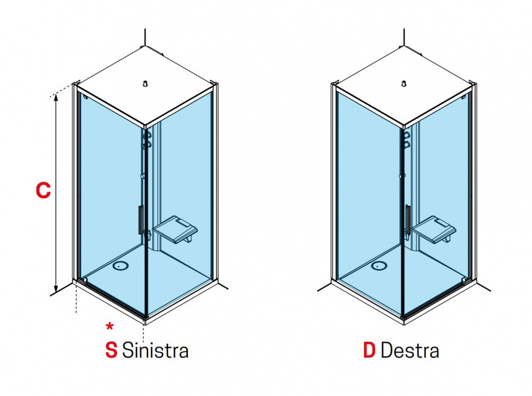 Novellini Glax 1 2.0 G+F 90x90x210 cm lewa szkło przezroczyste G21GF90SM-1BB