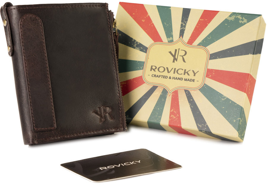 Rovicky Duży portfel w stylu retro z dwiema kieszeniami na monety