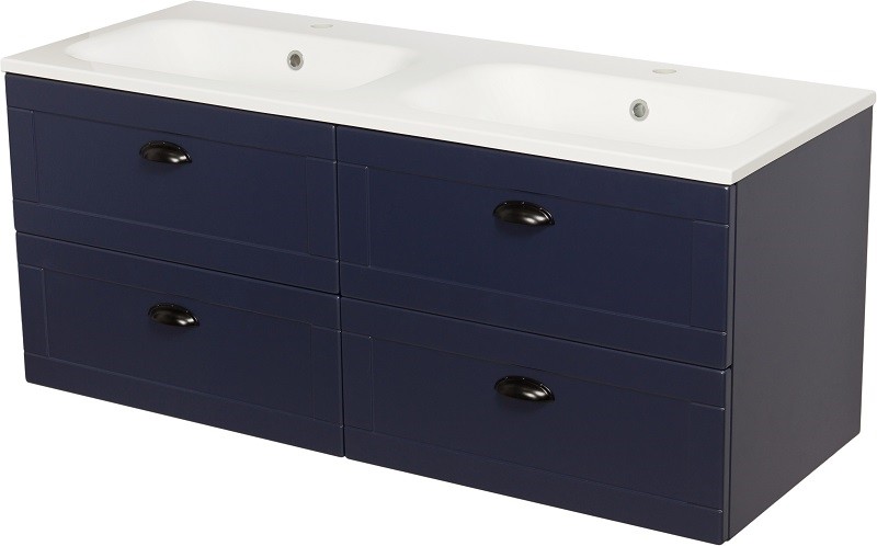 Gante Wisząca szafka z umywalką granatowy mat 120/4 cm seria Grend GRD-GN-U121/46/4+GREND-12