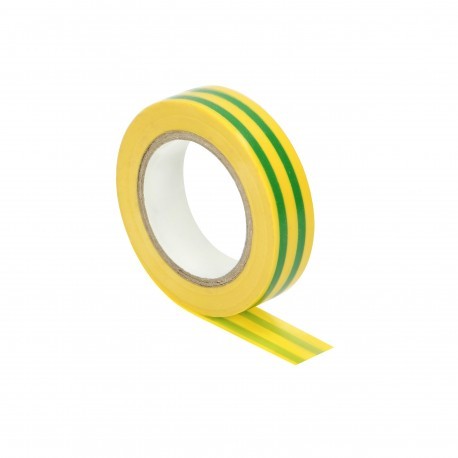 Zestaw 10 taśm izolacyjnych 15mm, żółto/zielona, uniepalniona, grubość 0,13mm, długość 10m OR-AE-13214/YG/10M/S