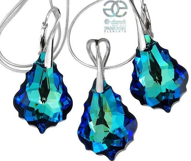 Arande OKAZJA Swarovski Komplet Srebro BLUE 4679481578