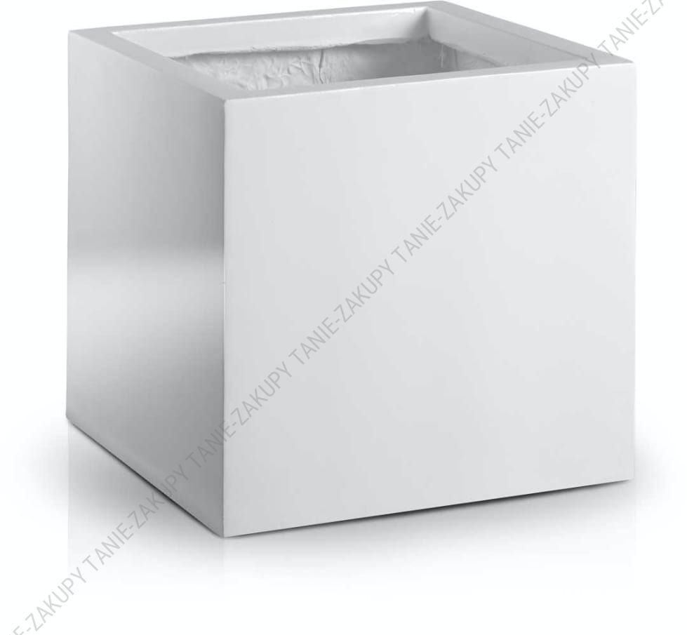 Duża sześcienna donica z włókna szklanego 31 cm - biała
